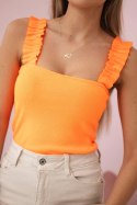Bluzka z falbankami na ramiączkach pomarańczowy neon