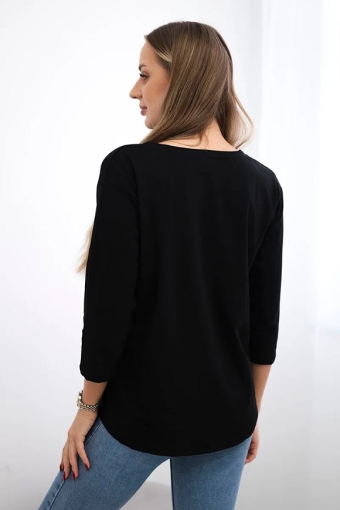 Bluzka z grafiką kota 3D czarna