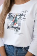 Bluzka z nadrukiem Star Style biała