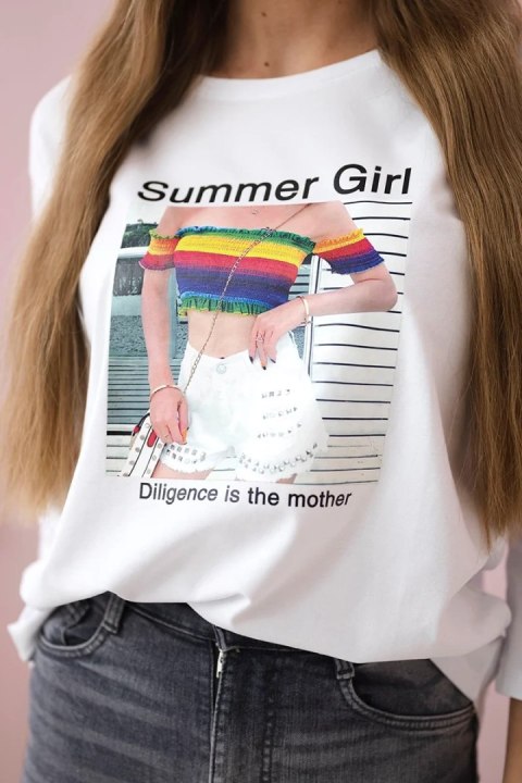 Bluzka z nadrukiem Summer Girl biała