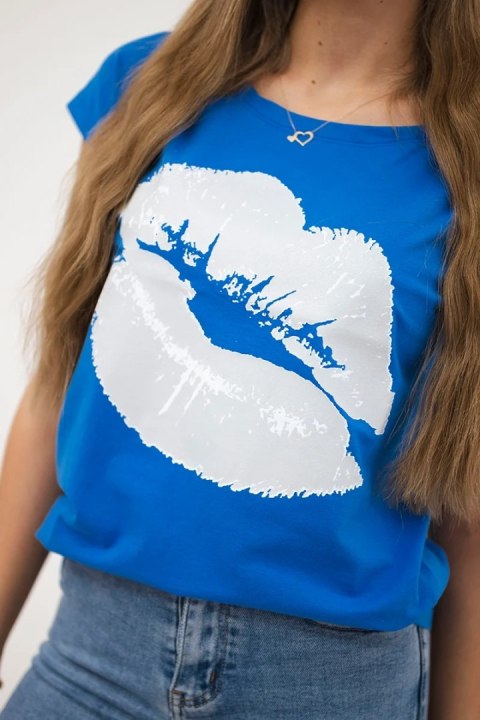 Bluzka z nadrukiem ust chabrowa