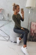 Bluzka z ozdobnymi guzikami khaki