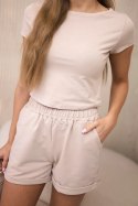 Komplet bawełniany z szortami beżowy