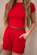 Komplet bawełniany z szortami czerwony
