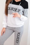 Komplet z nadrukiem Yourself czarny+szary