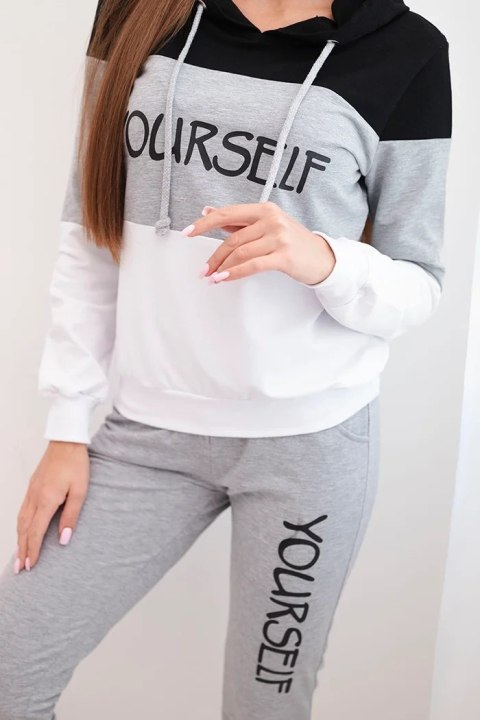 Komplet z nadrukiem Yourself czarny+szary