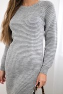 Sweter Sukienka w prążek szara