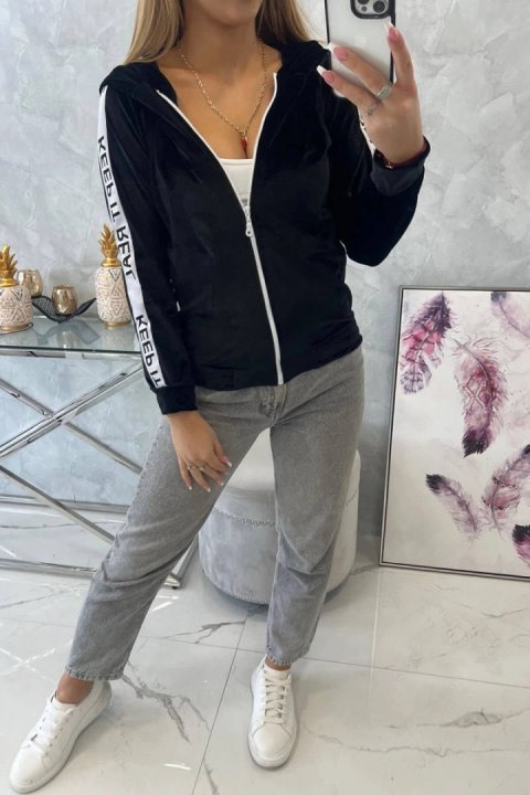 Bluza welurowa z kapturem czarna