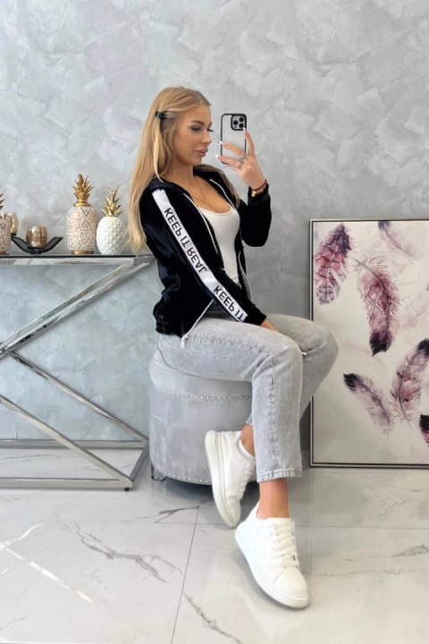 Bluza welurowa z kapturem czarna