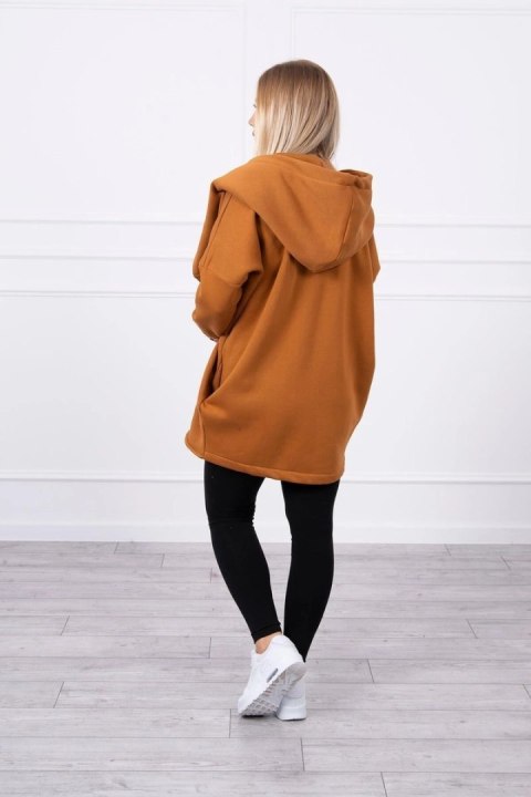 Bluza z krótkim suwakiem camelowa