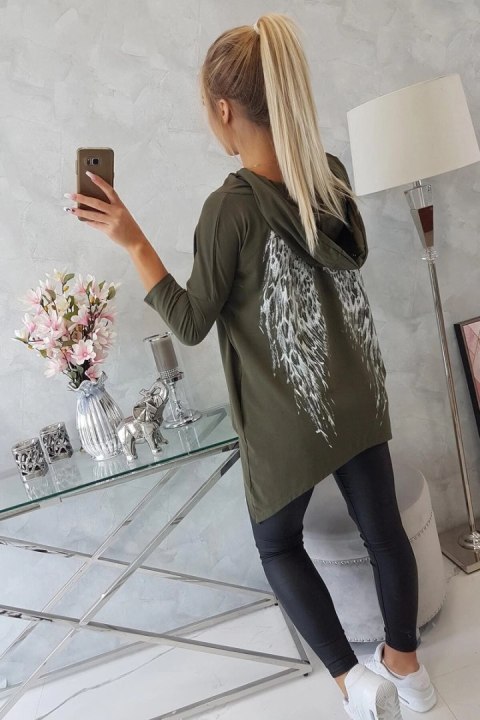Bluza z nadrukiem skrzydeł khaki