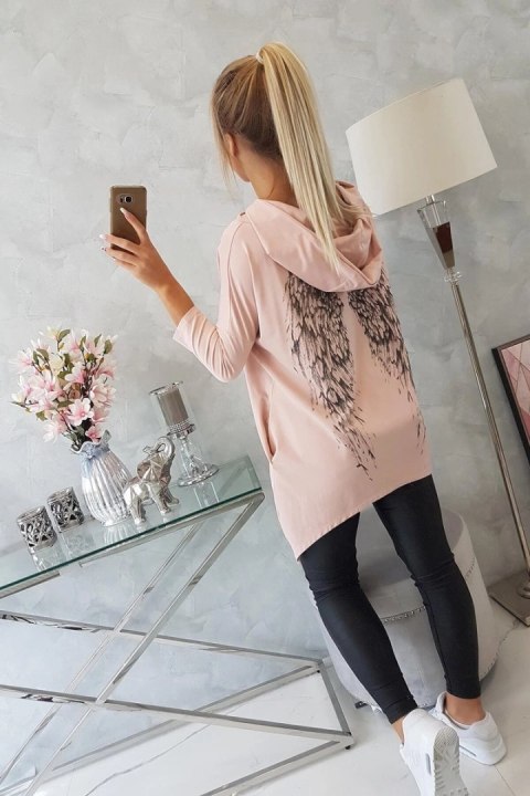 Bluza z nadrukiem skrzydeł pudrowy róż