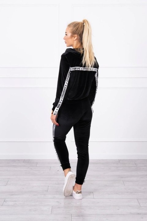 Komplet welurowy z ozdobnymi taśmami czarny