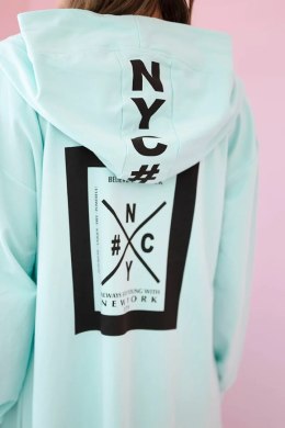 Narzutka z kapturem oversize miętowa