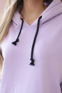 Sukienka z kapturem i rozcięciem na boku fioletowa