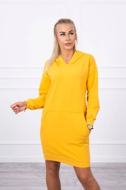 Sukienka z kapturem musztardowy