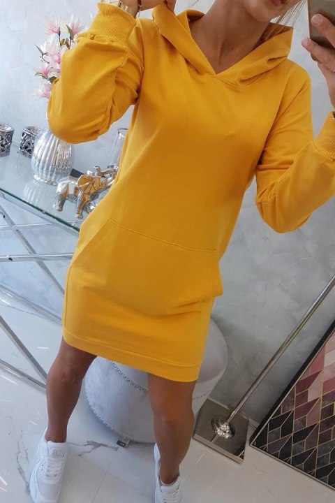 Sukienka z kapturem musztardowy
