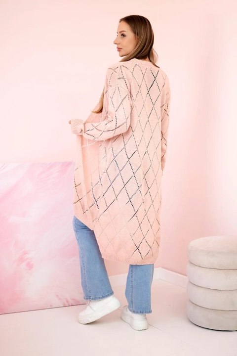 Sweter z geometrycznym wzorem pudrowy róż