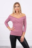 Bluzka z dekoltem V ciemno różowa