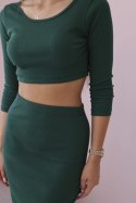 Komplet bluzki ze spódniczką zielony