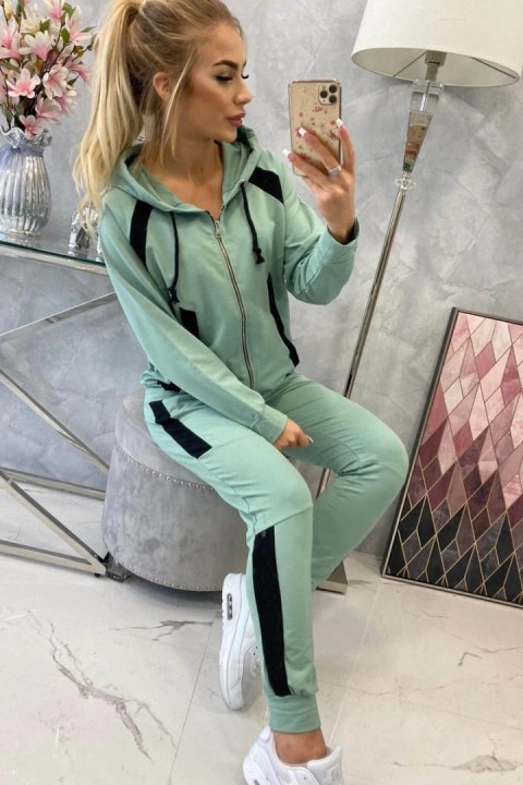 Komplet sportowy z lampasami ciemny miętowy