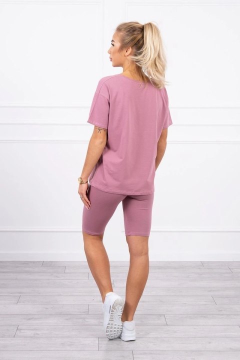 Komplet top+legginsy ciemny różowy