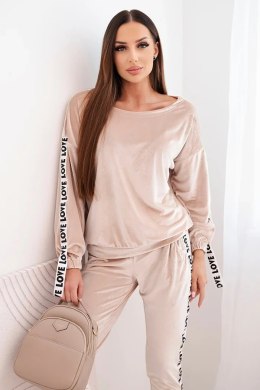 Komplet welurowy Love beżowy