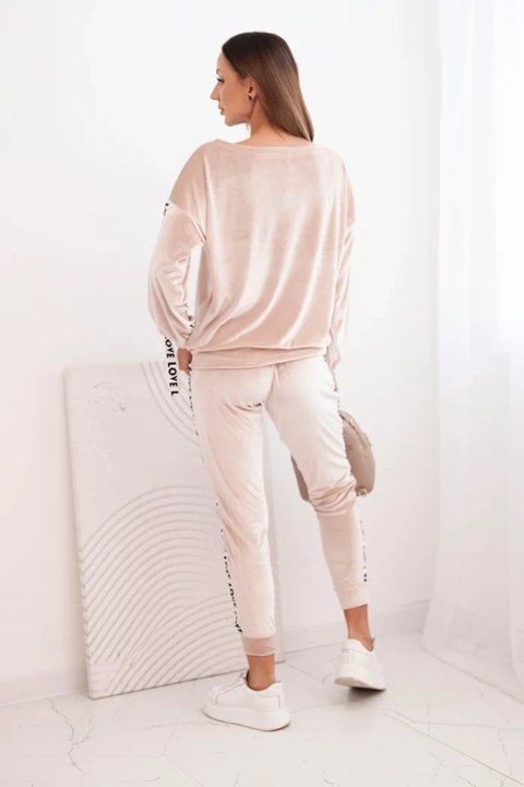 Komplet welurowy Love beżowy