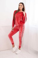 Komplet welurowy Love malinowy