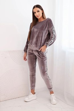 Komplet welurowy Love szary