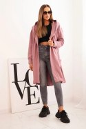 Narzutka z kapturem oversize ciemno różowa