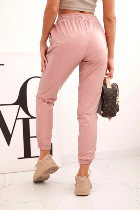 Spodnie dwuwarstwowe z welurem ciemne różowe