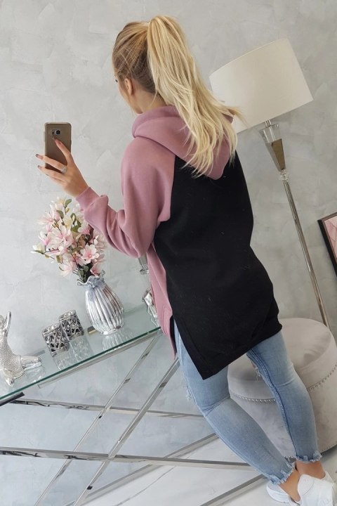 Sukienka z kapturem dwukolorowa ciemno różowa