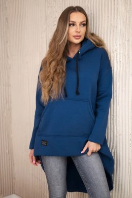 Bluza ocieplana z długim tyłem i kapturem granatowa