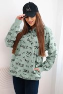 Bluza z napisami ciemno miętowa