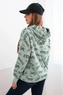 Bluza z napisami ciemno miętowa