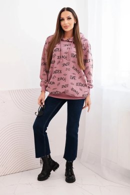 Bluza z napisami ciemno różowa
