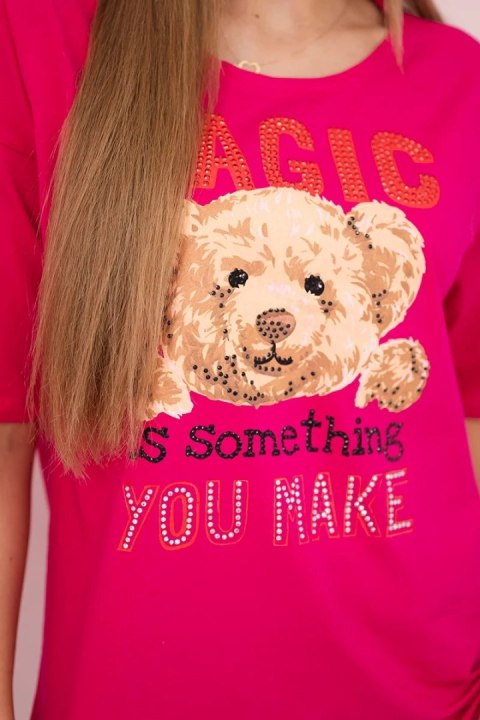 Bluzka z nadrukiem Magic fuksja