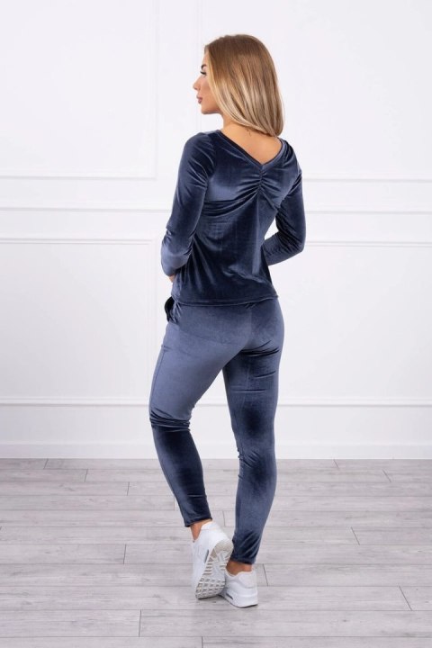 Komplet welurowy z marszczeniem z tyłu grafitowy