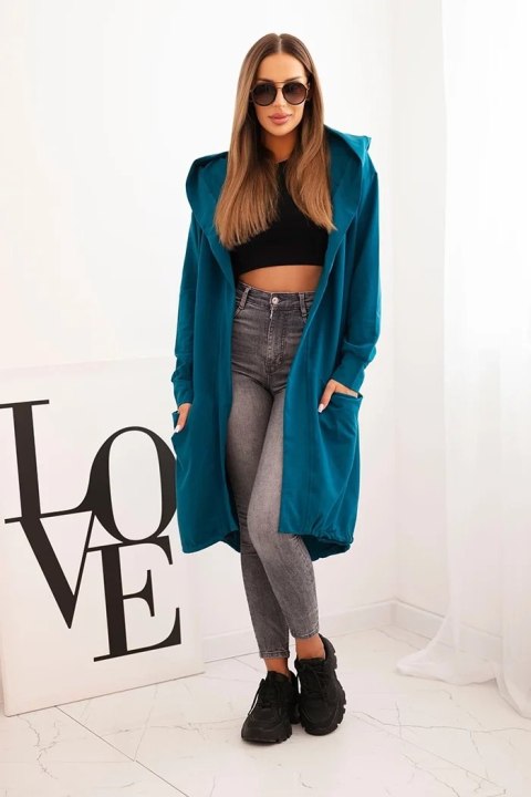 Narzutka z kapturem oversize morska