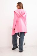 Narzutka z luźnym kapturem różowa