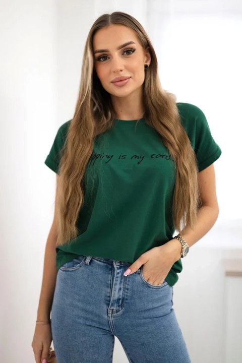 Bluzka Shopping is my cardio ciemno zielona