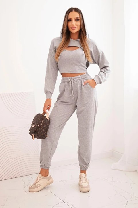 Komplet bawełniany 3-częściowy szary