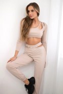 Komplet z bluzką top beżowy