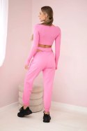 Komplet z bluzką top jasny różowy