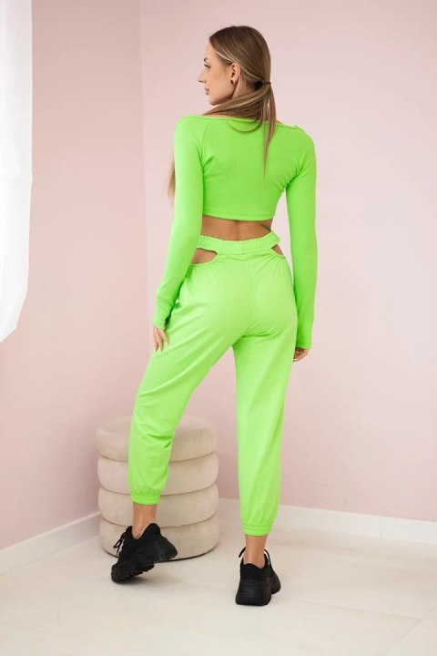 Komplet z bluzką top zielony neon