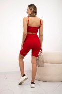 Komplet ze spodniami z wysokim stanem czerwony