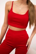 Komplet ze spodniami z wysokim stanem czerwony