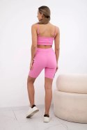 Komplet ze spodniami z wysokim stanem jasno różowy