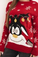 Sweter świąteczny z reniferem czerwony